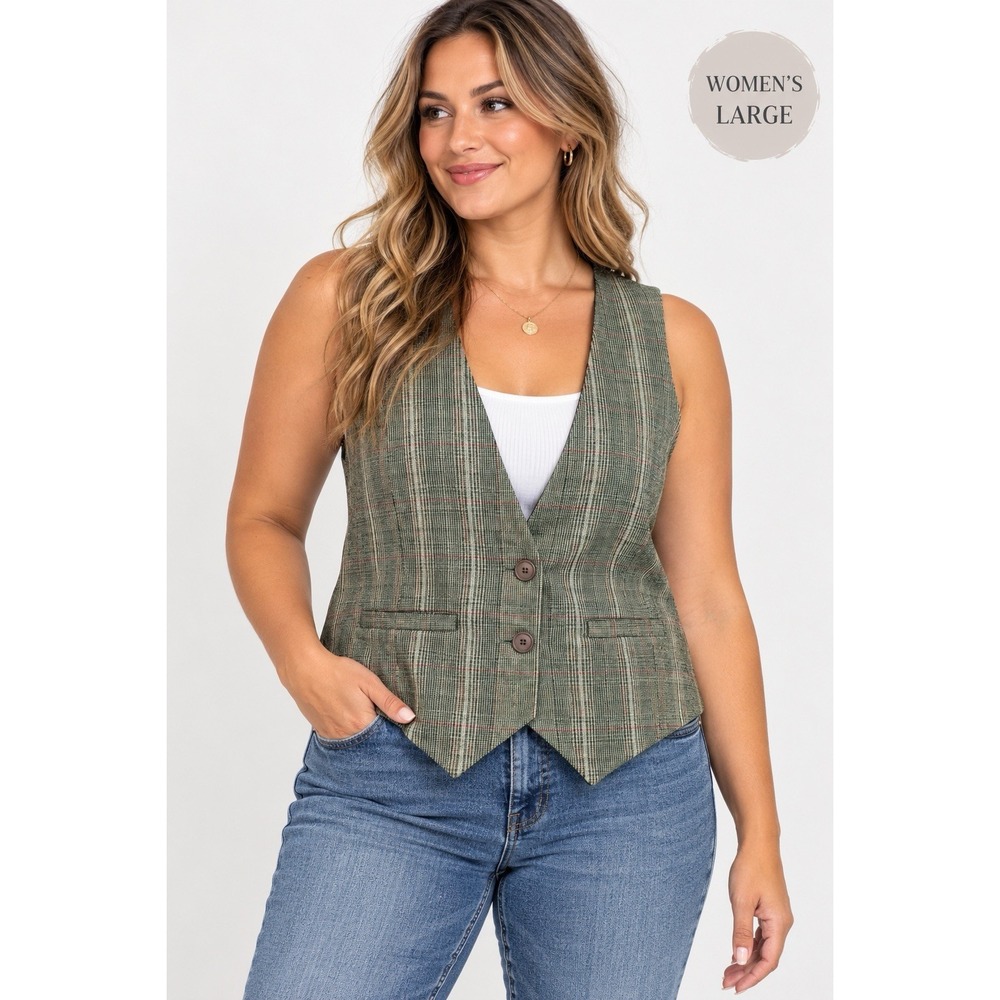 Vintage Dress Barn Classic Button Down V Neck Vest Large Dark Academia NEW